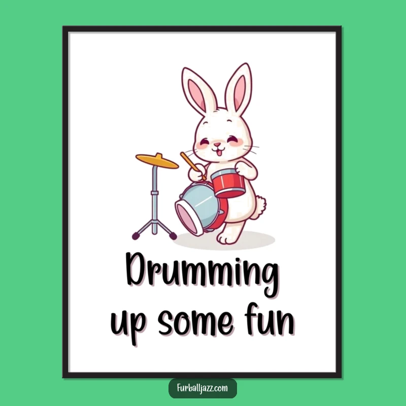 Free Printable Bunny Drummer Wall Art - Hilarious Downloadable Decor for Music Fans