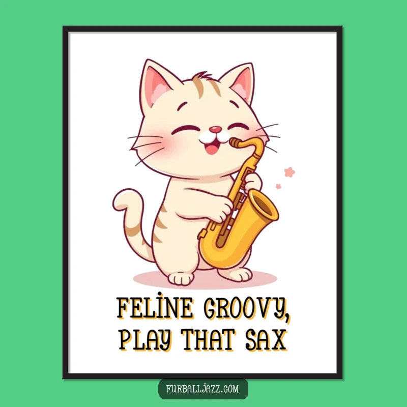 Funny Free Printable Wall Art: Cat Saxophone Jazz - Hilarious Downloadable Decor!