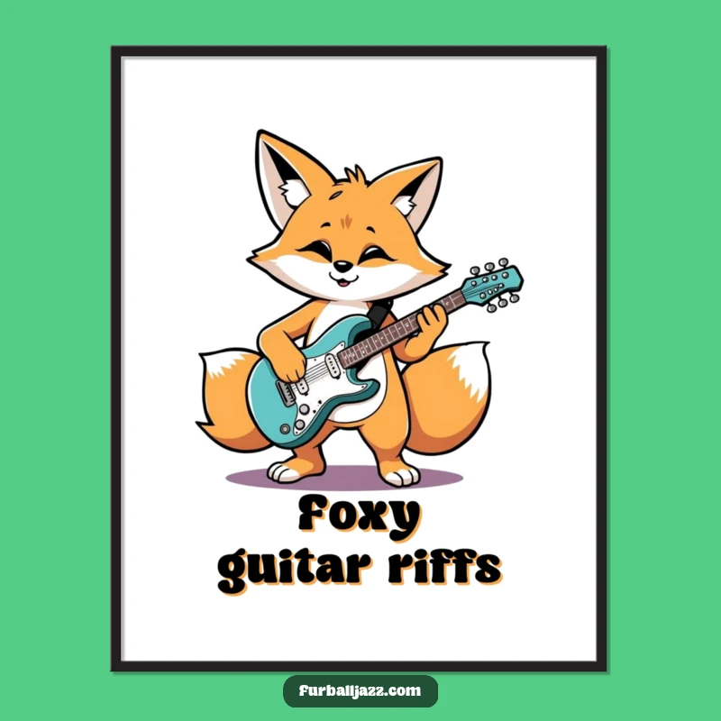 Free Printable Groovy Fox Guitar Wall Art - Hilarious Downloadable Decor for Music Fans