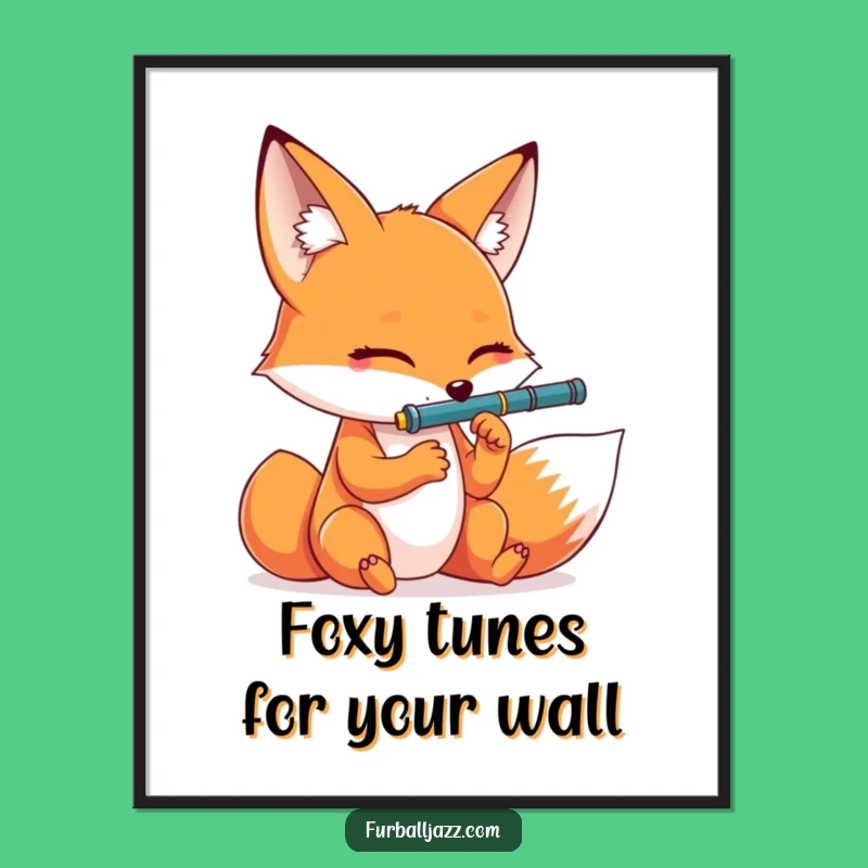 Free Printable Funny Fox Clarinet Wall Art - Humorous Downloadable Home Decor