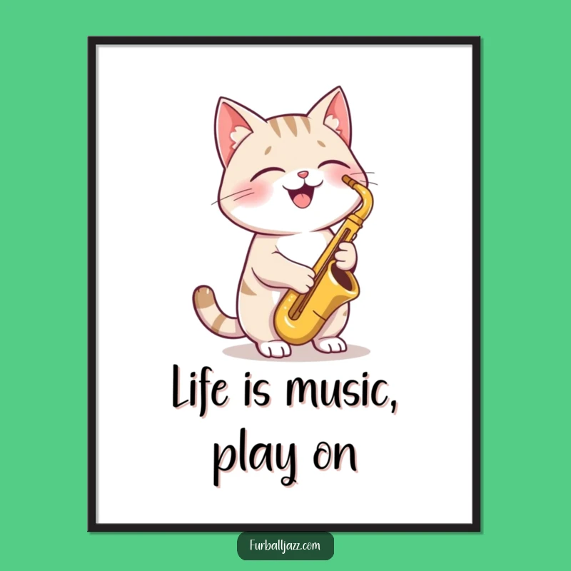Free Printable Cat Sax Wall Art: Jazzy Cat Downloadable Art for Music Lovers!