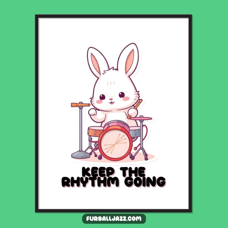 Free Printable Rabbit Wall Art: Drumming Beat Downloadable Decor