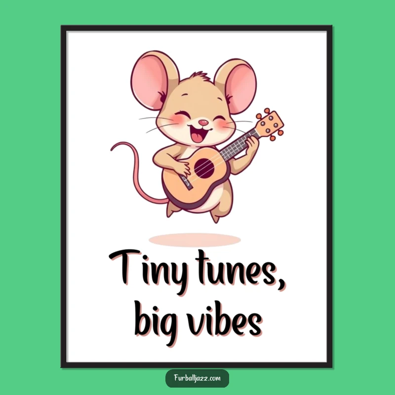 Free Printable Wall Art: Ukulele Mouse Jamming for Humorous DIY Decor