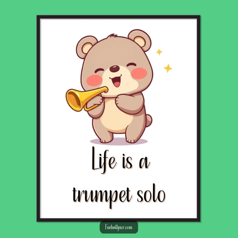 Funny Free Printable Wall Art: Bear Musician Downloadable Art for Decor