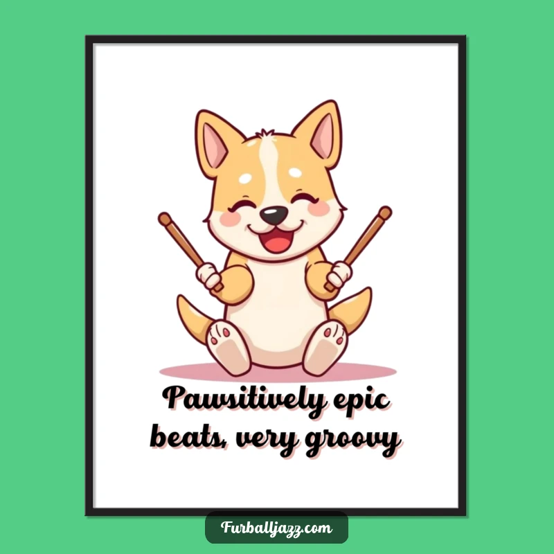 Funny Free Printable Wall Art: Drumming Dog, Downloadable Decor for Energy