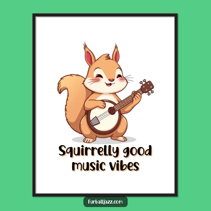 Free Printable Funny Squirrel Wall Art: Banjo Squirrel Art Downloadable Decor Gift Idea