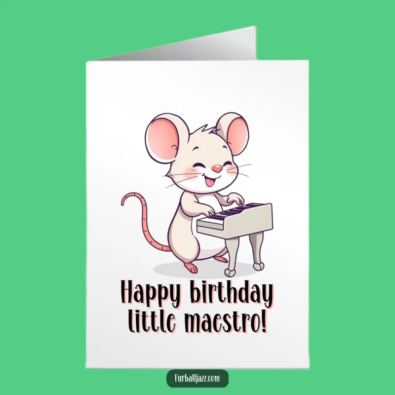 Free Printable Birthday Card: Piano Mouse, Funny Musical Greeting for a Special Day