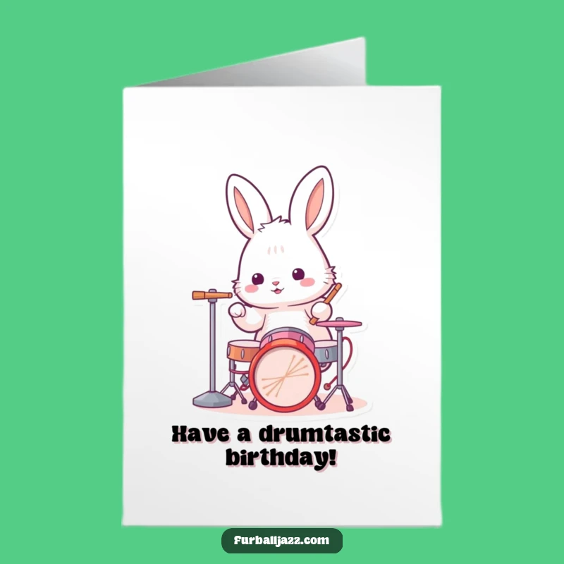 Free Printable Rabbit Birthday Card: Drumming Fun Downloadable Funny Gift