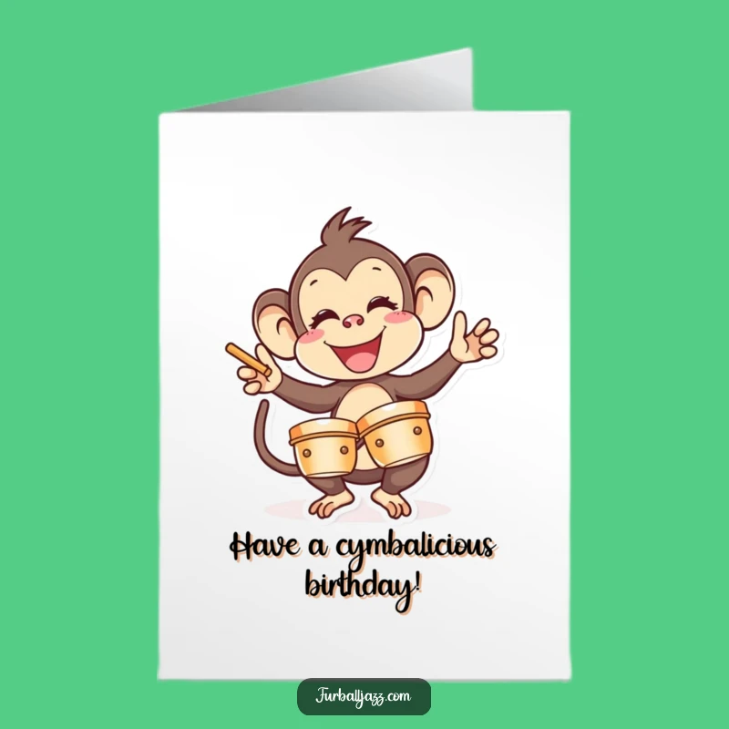 Free Printable Monkey Cymbal Bash Birthday Card - Funny Downloadable Gift for Music Lovers