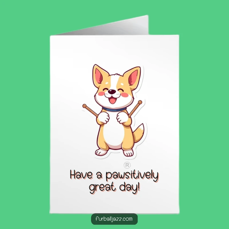 Free Printable Birthday Card: Drumming Dog, Energetic Downloadable Gift for Fun