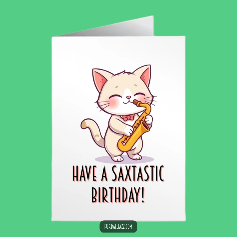 Free Printable Jazz Cat Birthday Card: Saxophone Fun!