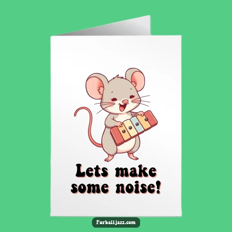 Free Printable Birthday Card: Mouse Xylophone Fun - Downloadable Musical Greeting