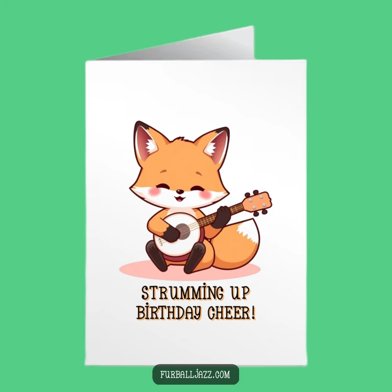 Funny Free Printable Birthday Card: Banjo Fox Musical Cheer Downloadable Gift