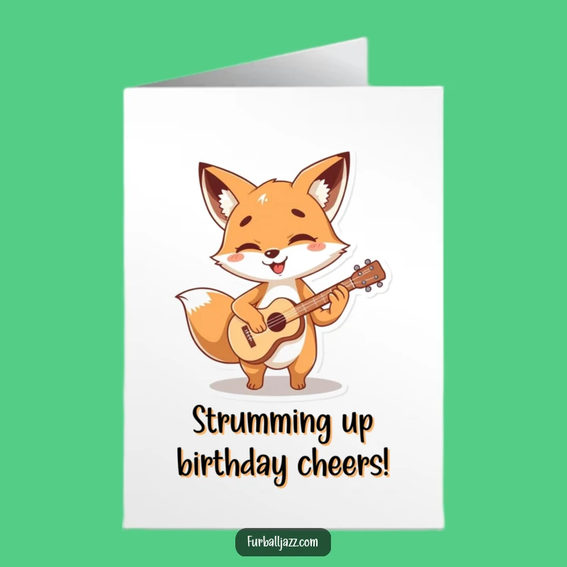 Free Printable Guitar Fox Birthday Card: Strumming Fun!