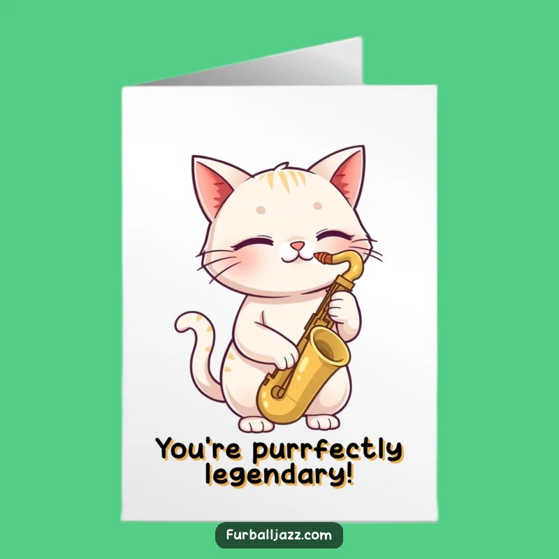 Free Printable Birthday Card: Sax Cat Jamming, a Jazzy Downloadable Gift