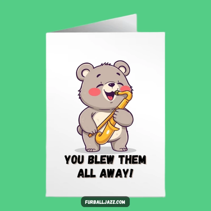 Free Printable Bear Sax Congratulations Card: Funny Downloadable Jazz for Your Big Win!