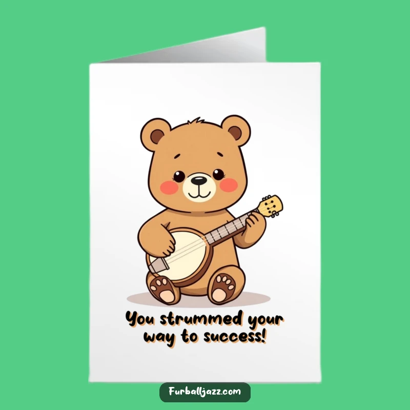 Free Printable Congrats Card: Banjo Bear Celebration, Joyful Downloadable Surprise for Achievements