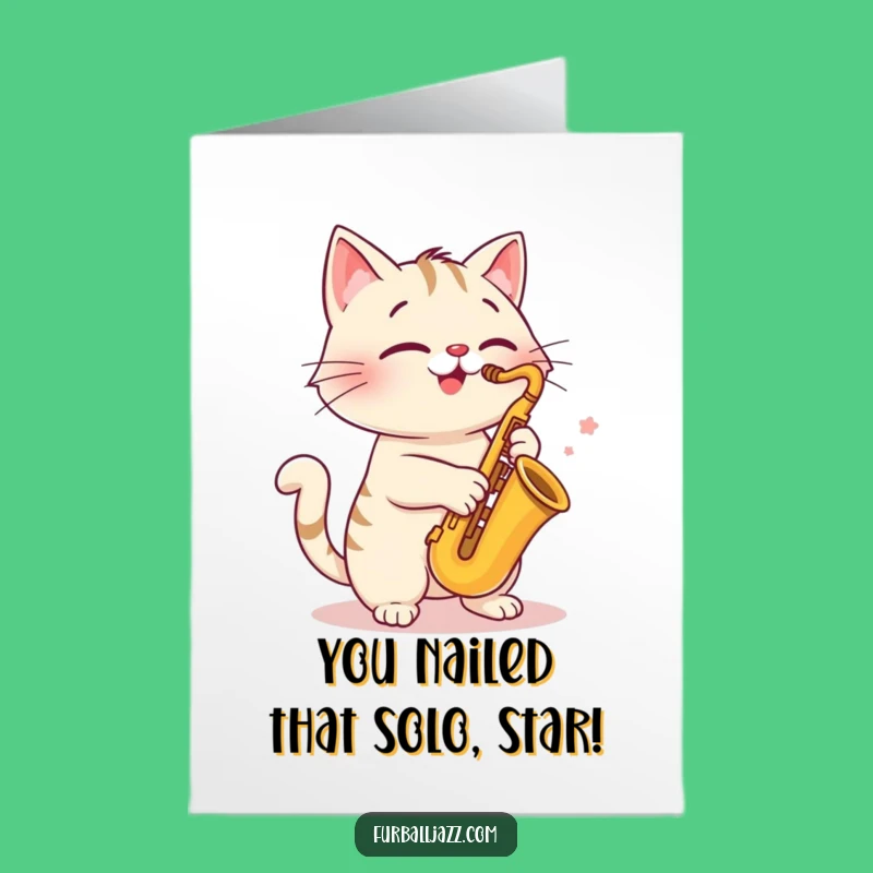 Free Printable Congrats Card: Cat Saxophone Jam - Perfect Downloadable Gift!
