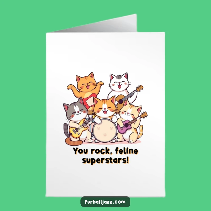 Free Printable Congrats Card Funny Cat Band - Downloadable Celebration Gift