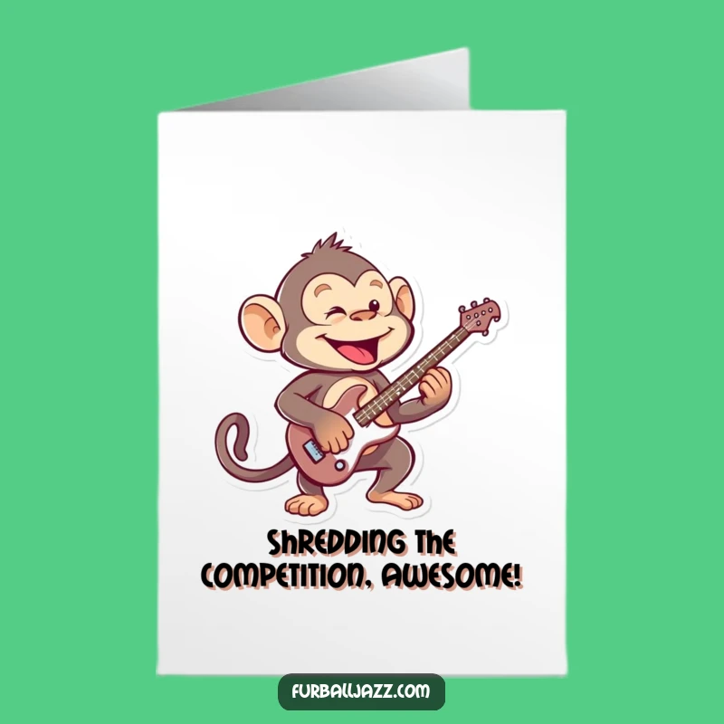 Free Printable Congrats Card: Monkey Rock Star, Downloadable Gift for Epic Achievements