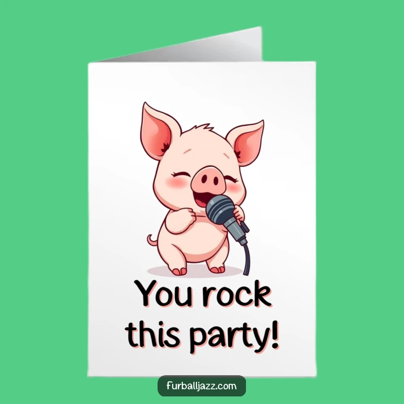 Free Printable Congrats Card: Piglet Singing Champion for Your Humorous Downloadable Gift
