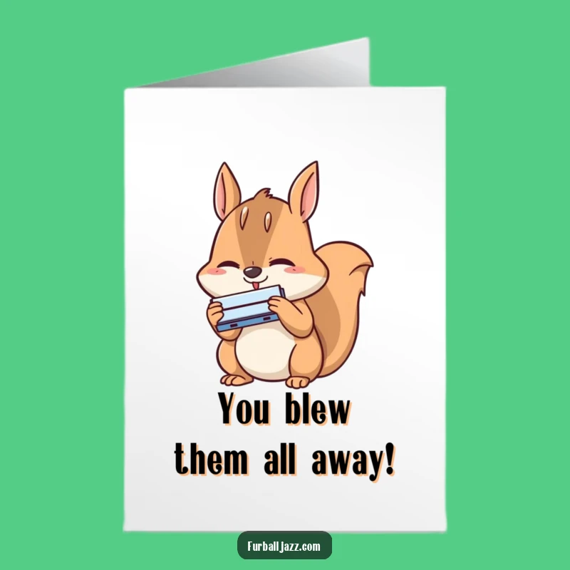 Free Printable Congrats Card: Squirrel Harmonica Player - Cheerful Downloadable Gift!