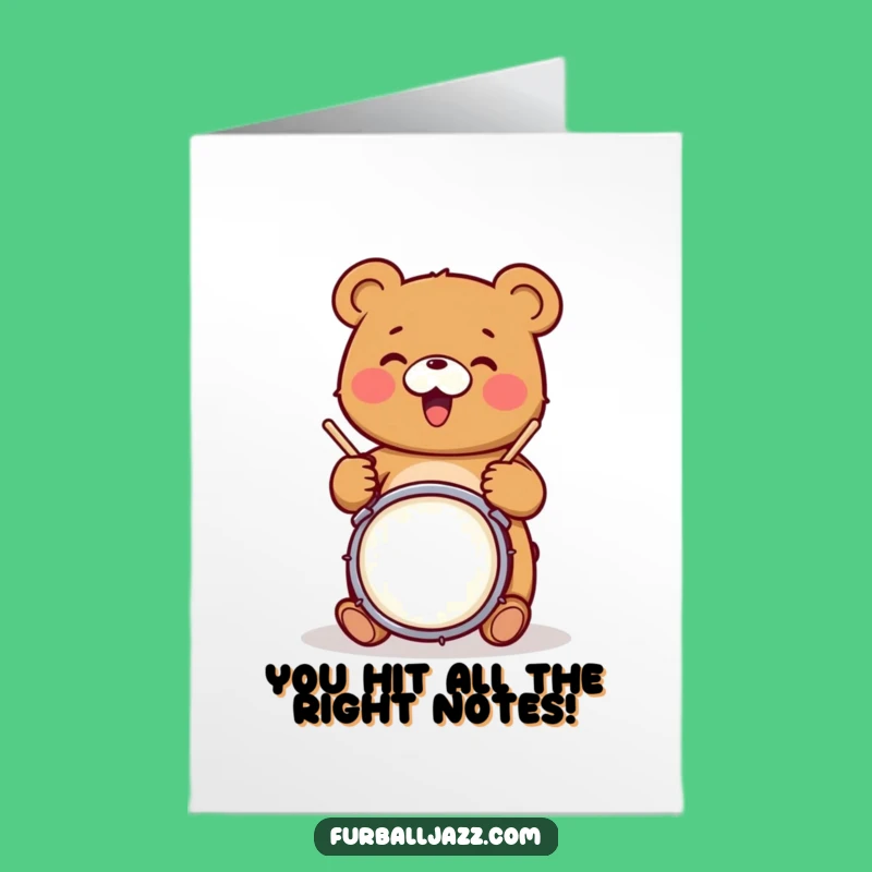 Free Printable Drumming Bear Congrats Card: Beat Your Best!