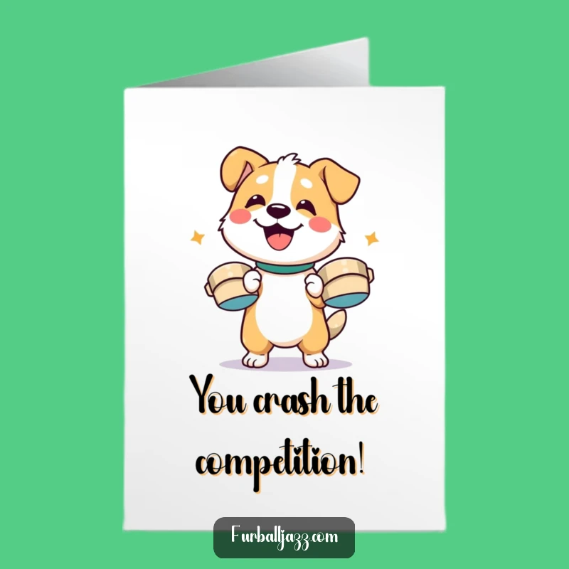 Free Printable Drumming Dog Congrats Card: Smash Success!