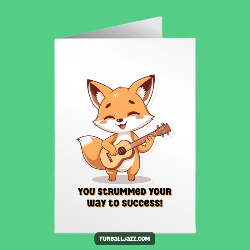 Free Printable Guitar Fox Congrats Card: Strum Success!
