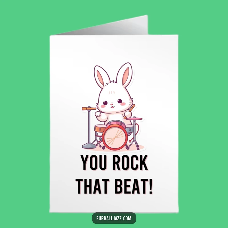 Free Printable Rabbit Congrats Card: Drumming Celebration Downloadable Gift