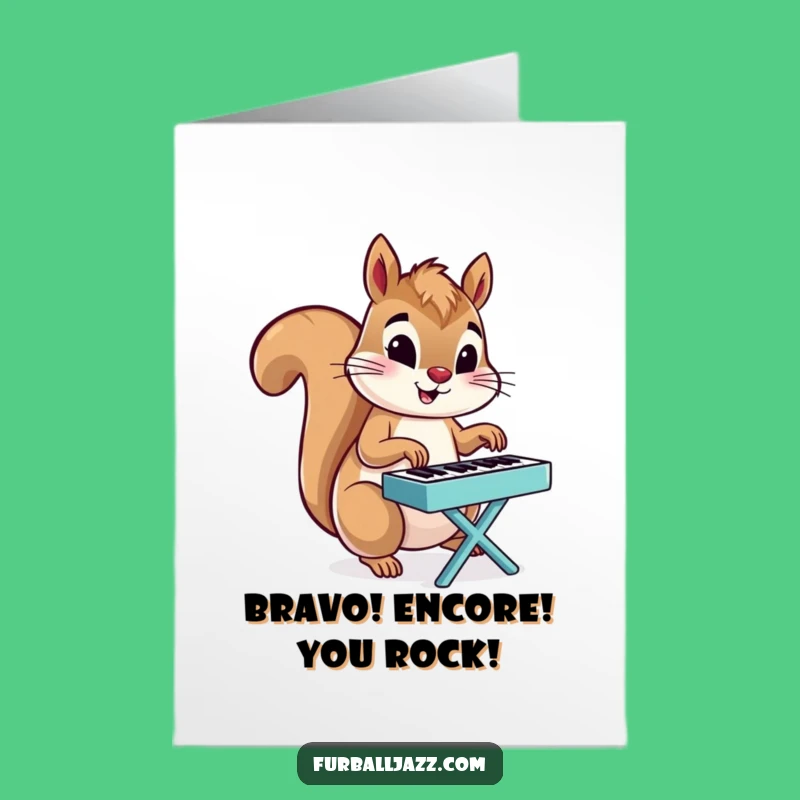Free Printable Squirrel Piano Congrats Card - Funny Musician Downloadable Gift