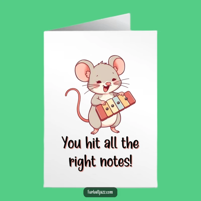 Free Printable Congrats Card: Mouse Xylo Rhythms - Downloadable Success Greeting