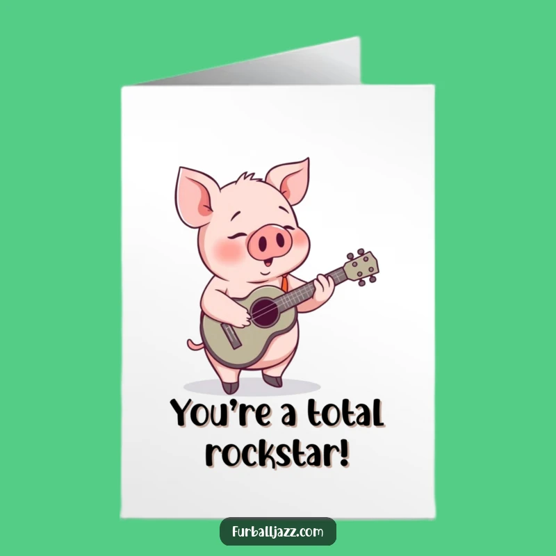 Free Printable Congratulations Card: Ukulele Piggy, Celebrate Success with Tunes