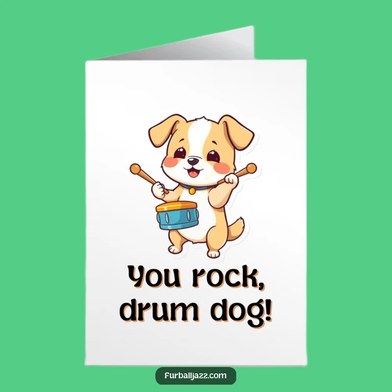 Free Printable Congrats Card: Drumming Dog, Exciting Downloadable Surprise for Big Wins