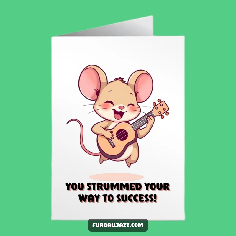 Free Printable Congrats Card: Ukulele Mouse Triumph for a Zippy Downloadable Gift