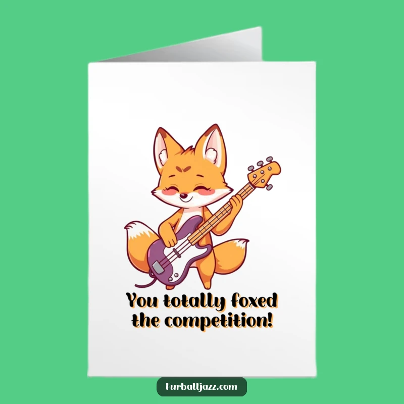 Free Printable Fox Card: Bass Solo Congratulations Funny Downloadable Gift for Musical Success