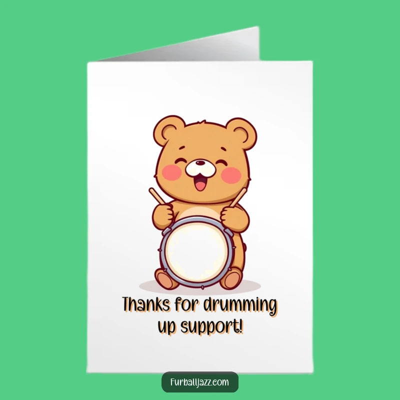 Free Printable Drumming Bear Thank You Card: Rhythmic Thanks!