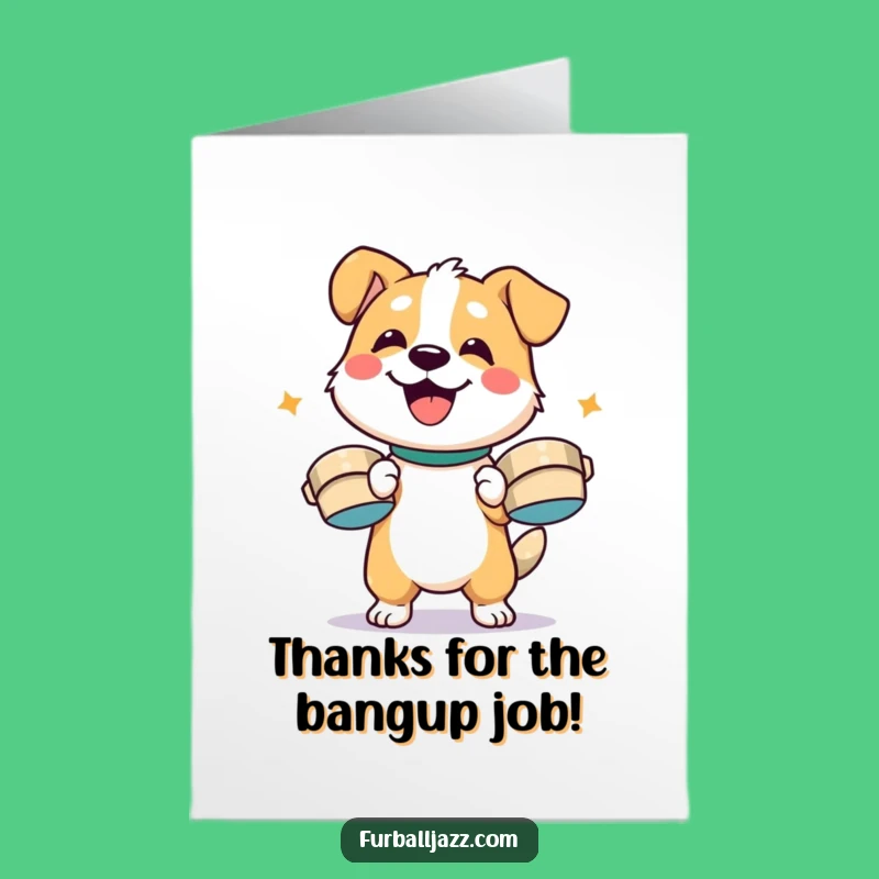 Free Printable Drumming Dog Thank You Card: Crash Gratitude!