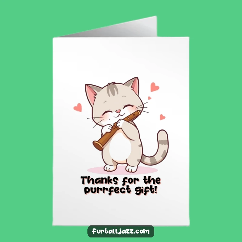 Free Printable Jazz Cat Thank You Card - Whimsical Downloadable Gift of Gratitude