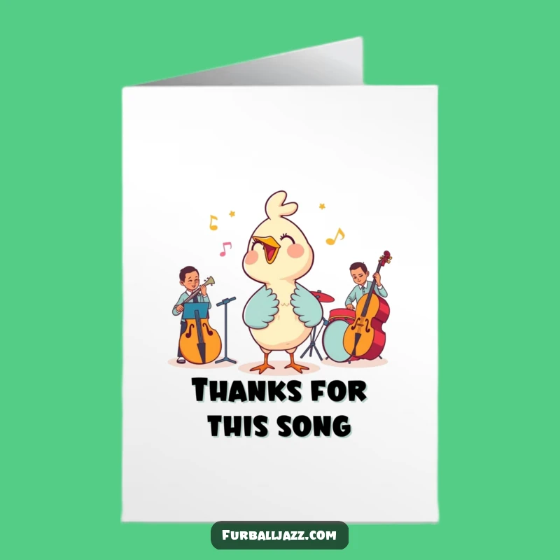 Free Printable Thank You Bird Card: Singing Star Thanks Jazz Band Downloadable