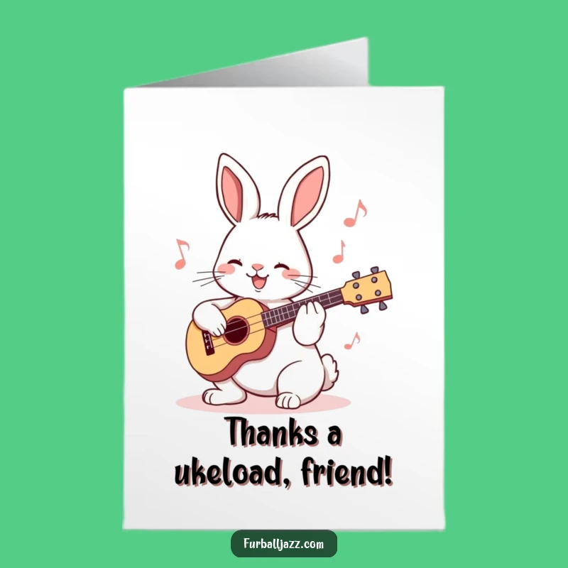 Free Printable Thank You Card: Adorable Rabbit Ukulele Player Funny Downloadable Gift