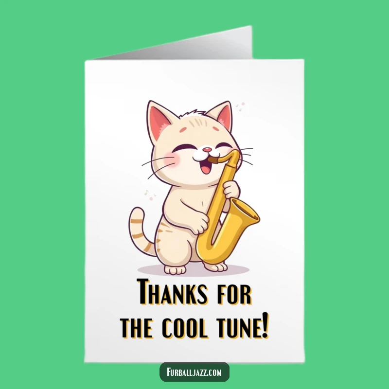 Free Printable Thank You Card: Cool Cat Sax, Expressive Downloadable Appreciation for Cat Lovers