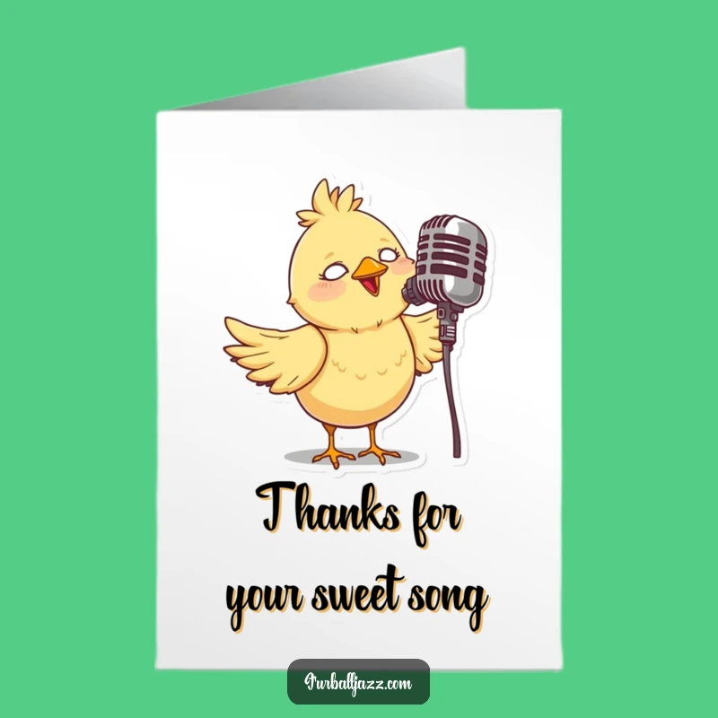 Free Printable Thank You Card: Grateful Bird Retro Mic - Downloadable Harmony Greeting