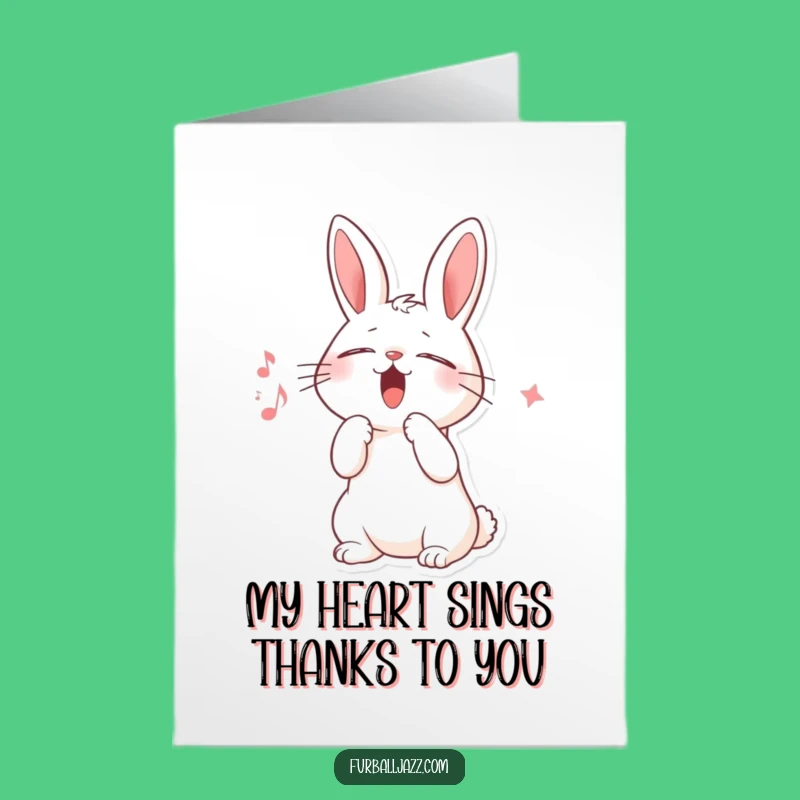 Free Printable Thank You Card: Scat Singing Rabbit, Downloadable Appreciation with a Groovy Vibe