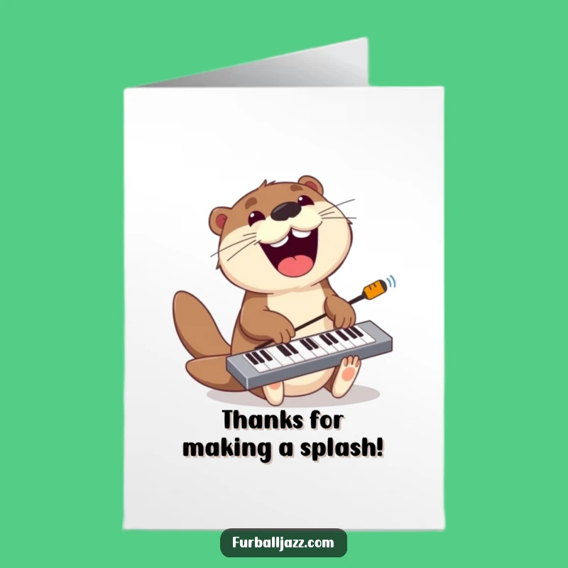 Free Printable Thank You Card: Otter Keyboardist - Cheerful Downloadable Gift!