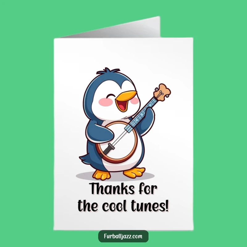 Free Printable Thank You Card: Banjo Penguin Tunes for a Heartfelt Downloadable Gift