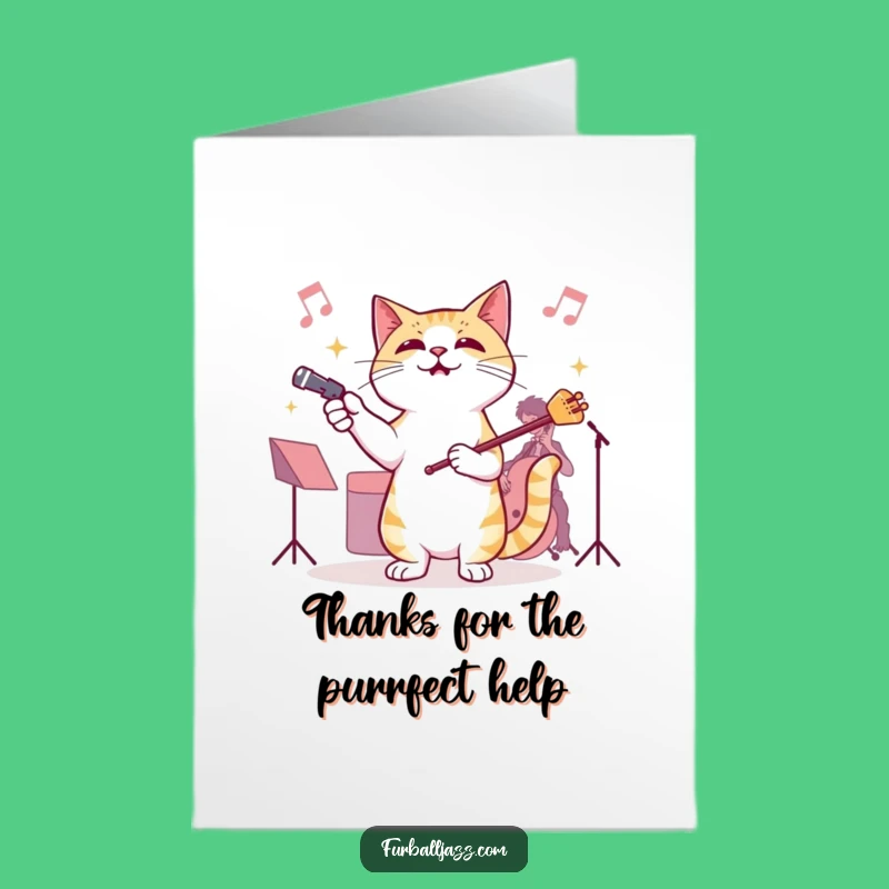 Free Printable Thank You Card: Cat's Musical Thanks, Harmonious Gratitude Downloadable Gift