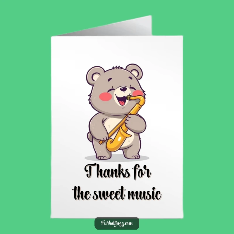 Free Printable Bear Sax Thank You Card: Funny Downloadable Note for a Jazzy Thanks!