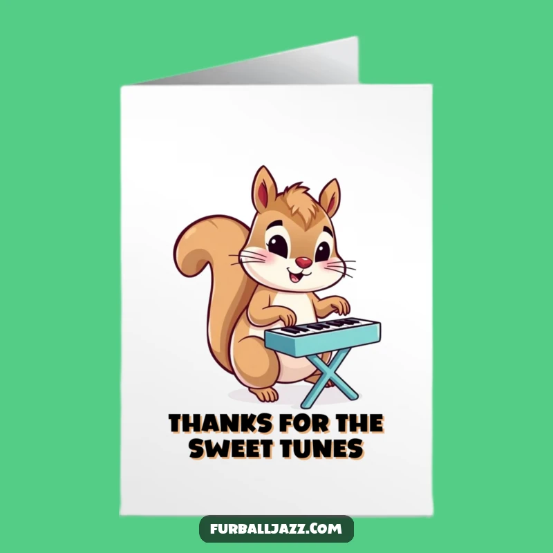 Free Printable Squirrel Piano Thank You Card - Funny Musician Downloadable Gift