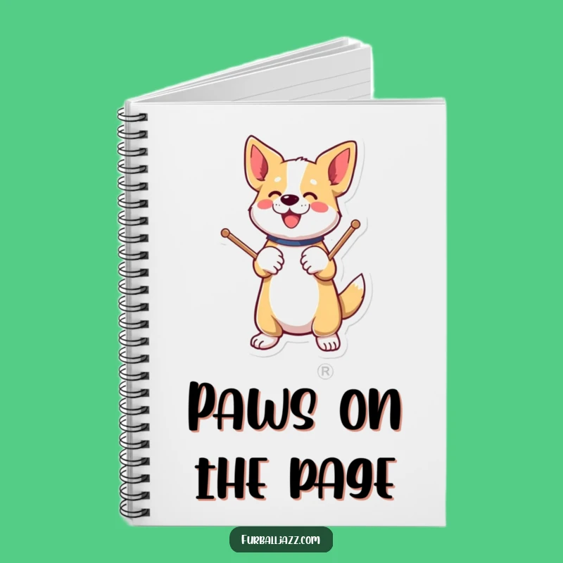 Funny Dog Drummer Notebook: Energetic Journal for Your Notes